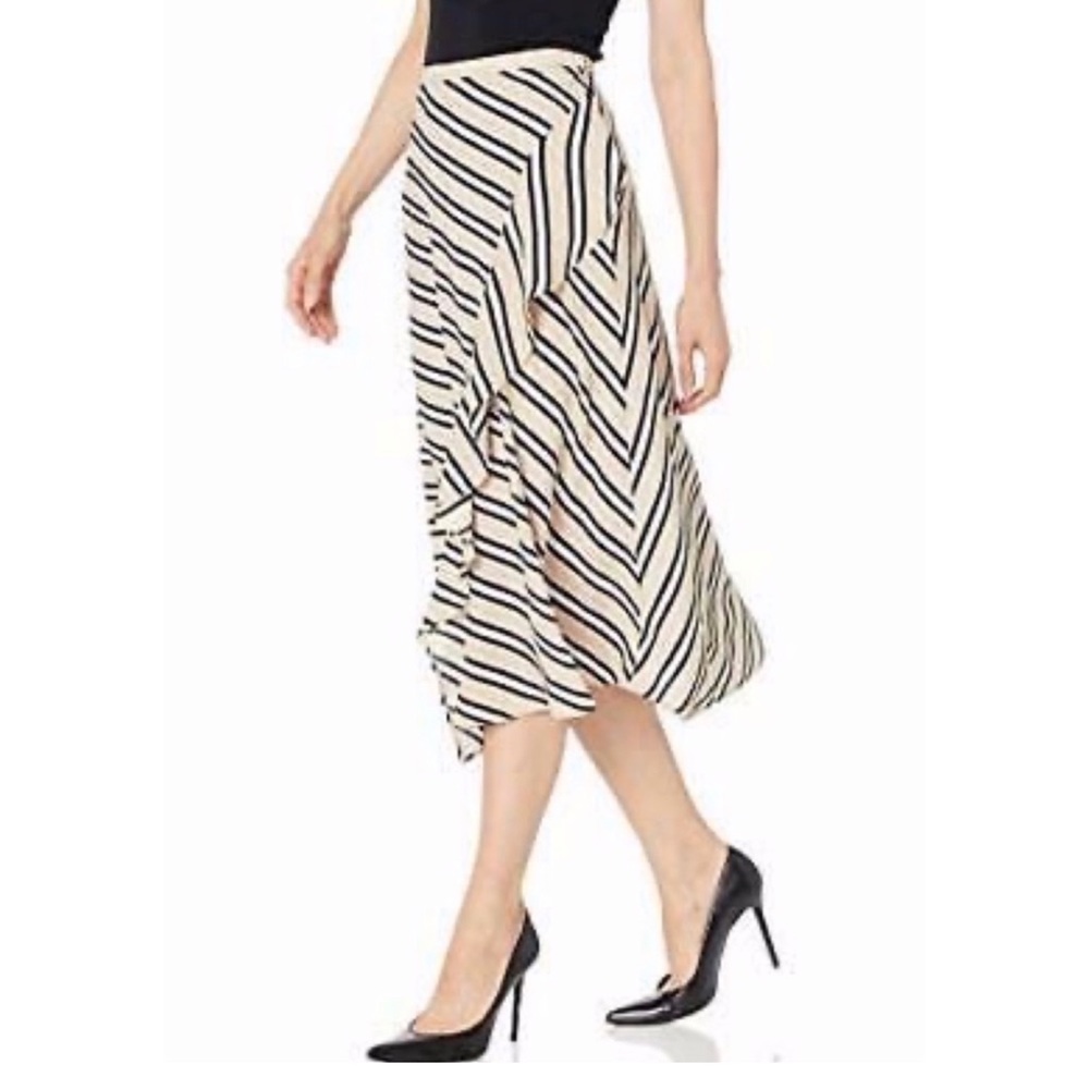 Nwt Calvin Klein Ruffle Front Latte & Black Skirt - image 8